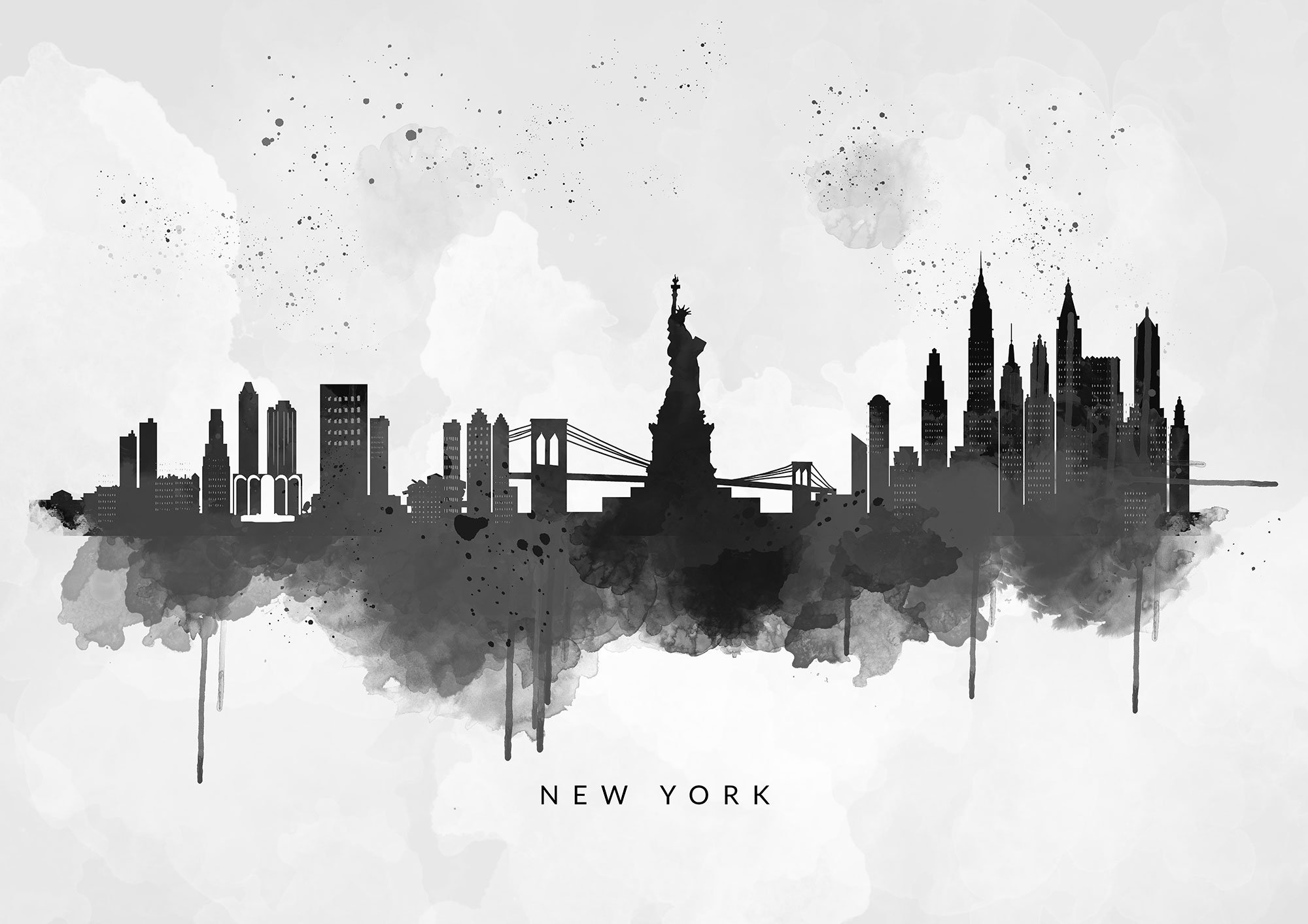 new-york-city-skyline-black-white-watercolour-abstract-art-print