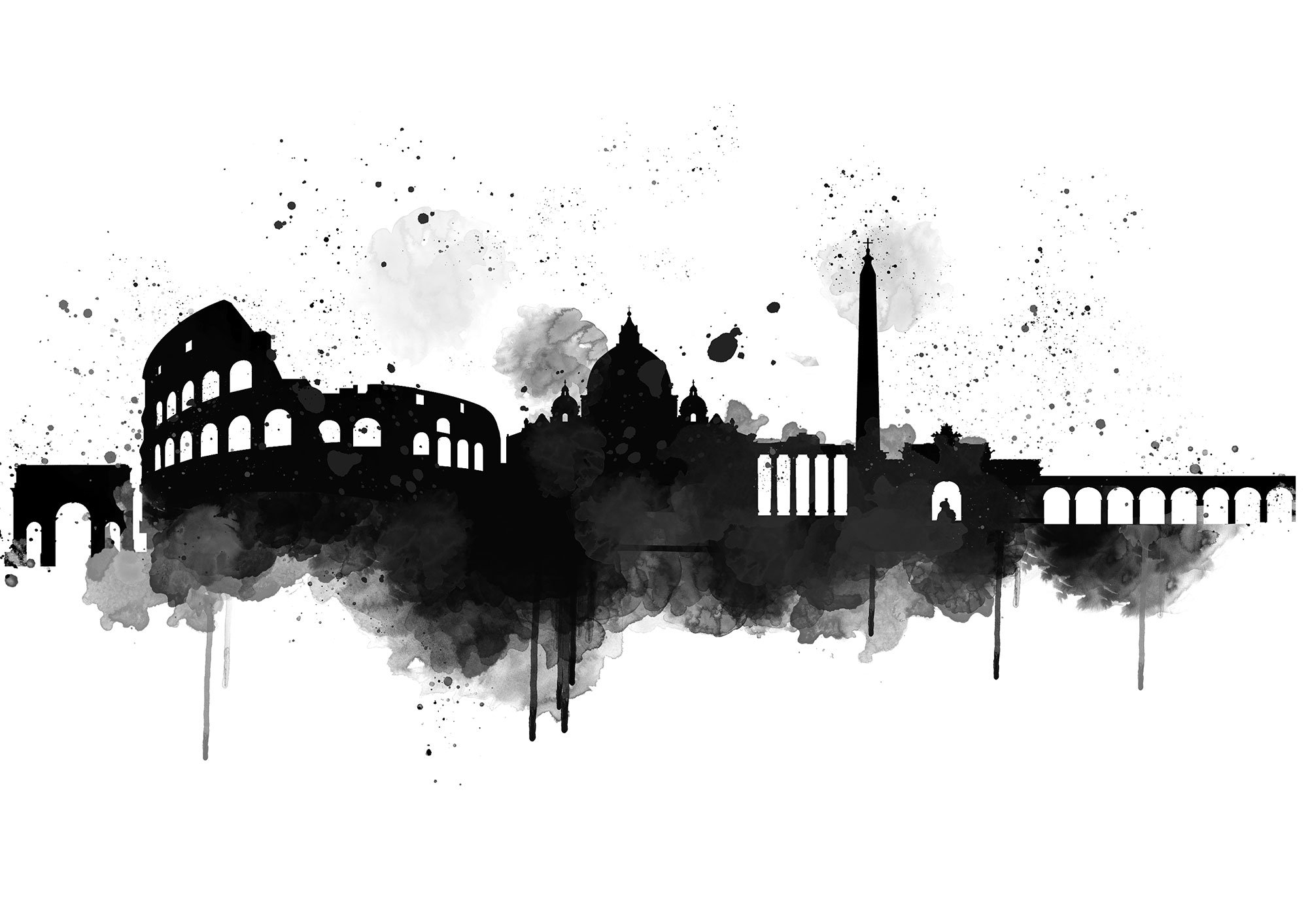 Rome Italy Skyline Abstract Watercolour Abstract Art Print